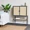 Hello Honey® 47" Boho Woven Rattan and Wood Cabinet with Doors, Shelf, and Interior Storage Compartments